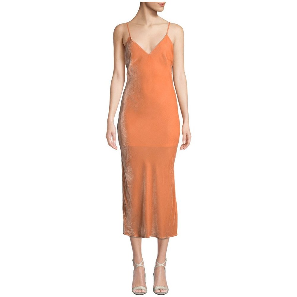 Le Superbe Orange Nomad Velvet Slip Dress Size XS